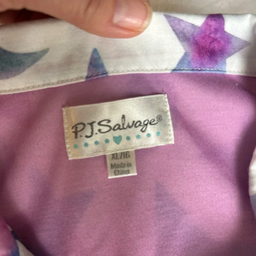 PJ Salvage Purple and Blue Pajama Set with Geometric Star Pattern
